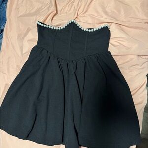 SHEIN Black Kids Dress with Pearl Trim